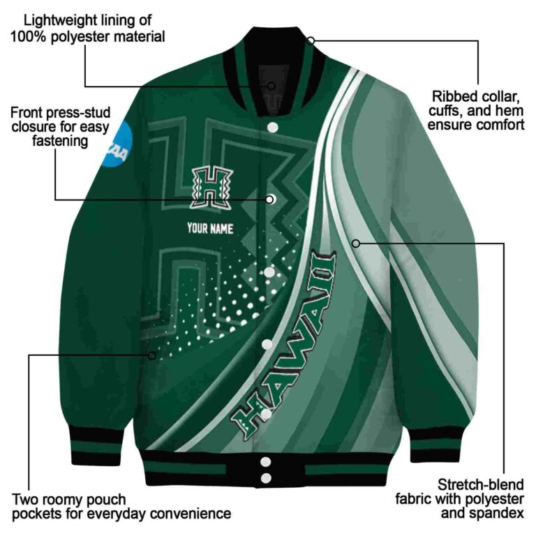 personalized hawaii rainbow warriors wave patterns green jacket new arrival