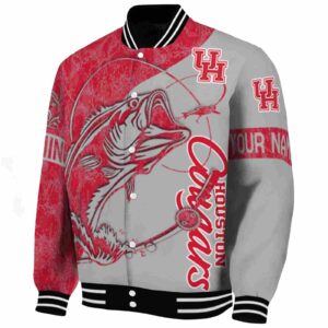 personalized houston cougars fishing rod gray jacket best selling