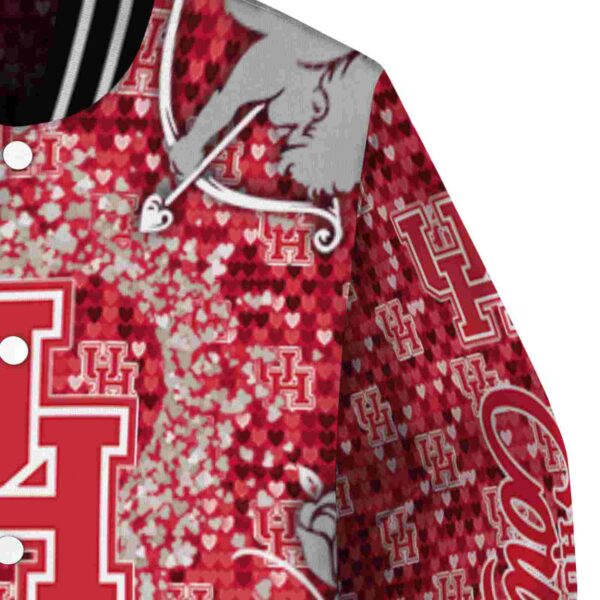 personalized houston cougars heart explosion red jacket premium grade