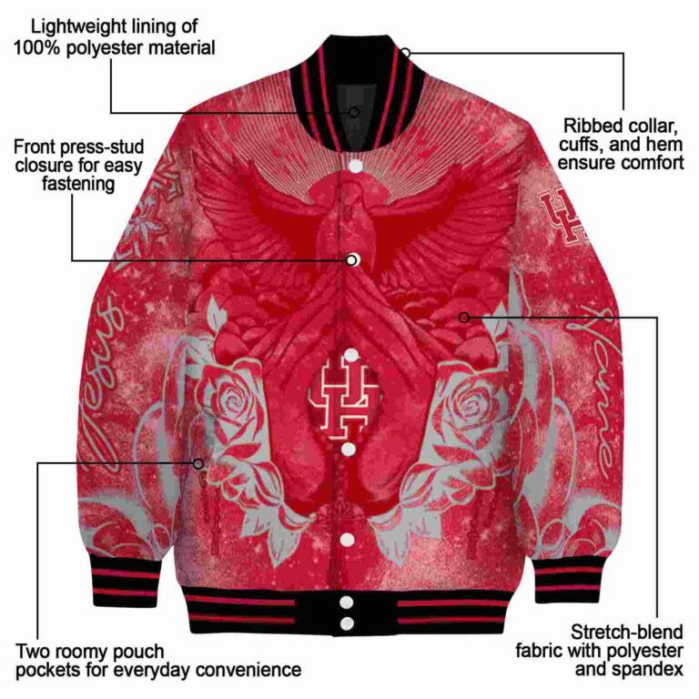 personalized houston cougars praying hands red jacket new arrival