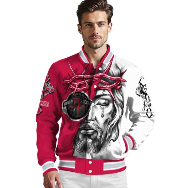 personalized houston rockets jesus tears red white jacket high quality