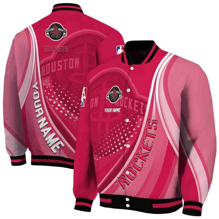 personalized houston rockets wave patterns red jacket fashion forward