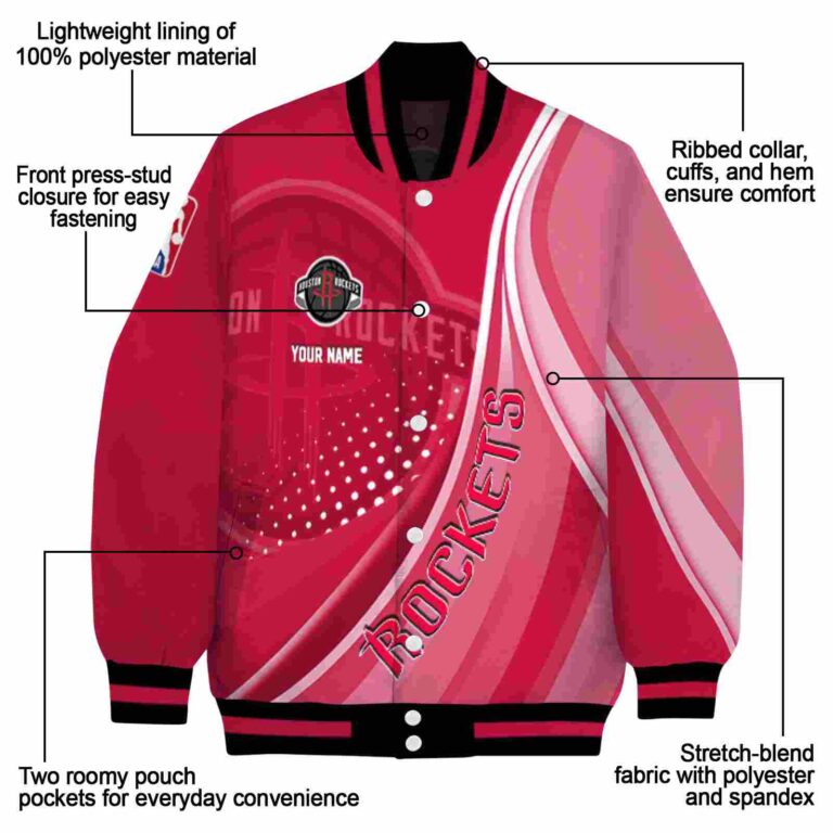 personalized houston rockets wave patterns red jacket new arrival