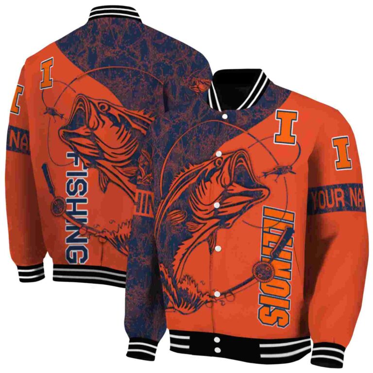 personalized illinois fighting illini fishing rod orange jacket fashion forward