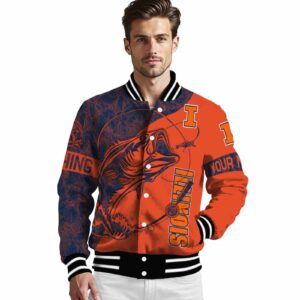personalized illinois fighting illini fishing rod orange jacket high quality