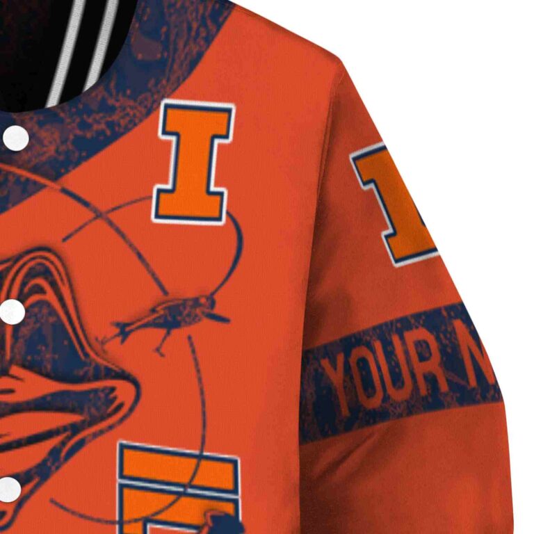 personalized illinois fighting illini fishing rod orange jacket premium grade