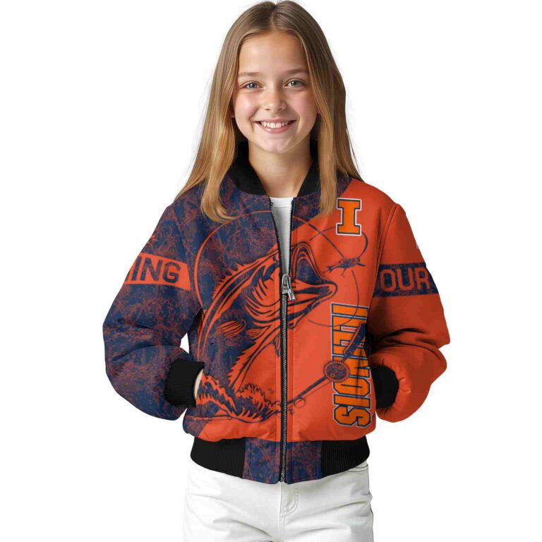 personalized illinois fighting illini fishing rod orange jacket top rated