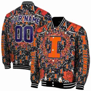 personalized illinois fighting illini heart explosion blue jacket fashion forward