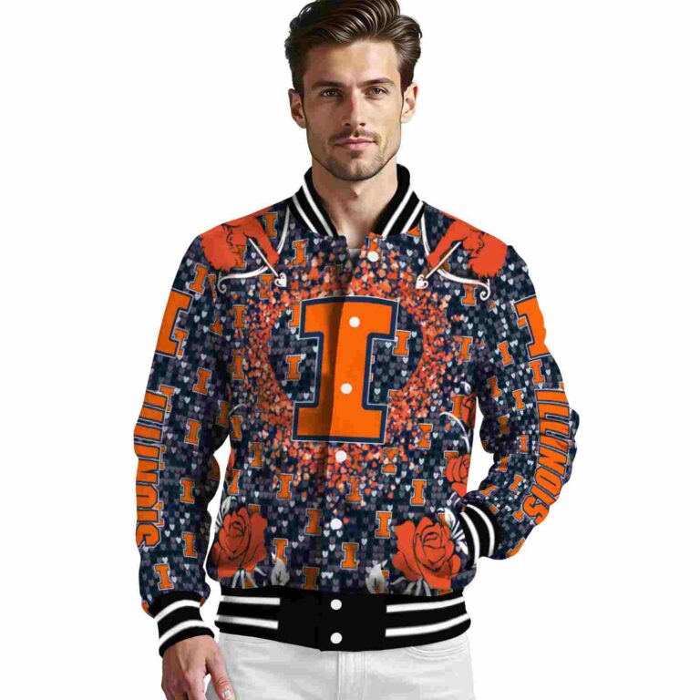 personalized illinois fighting illini heart explosion blue jacket high quality