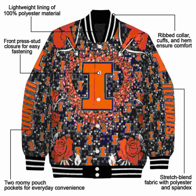 personalized illinois fighting illini heart explosion blue jacket new arrival