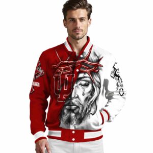 personalized indiana hoosiers jesus tears red white jacket high quality