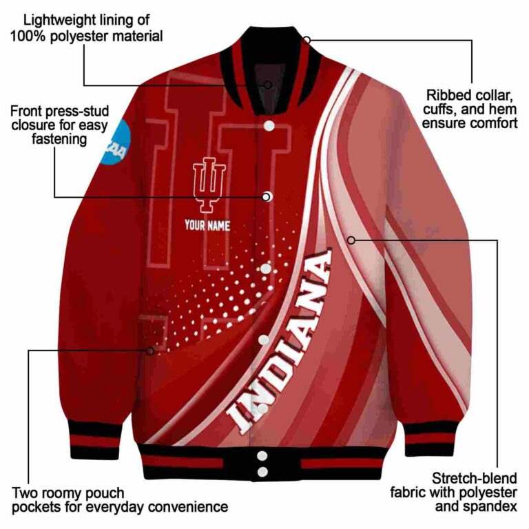 personalized indiana hoosiers wave patterns red jacket new arrival
