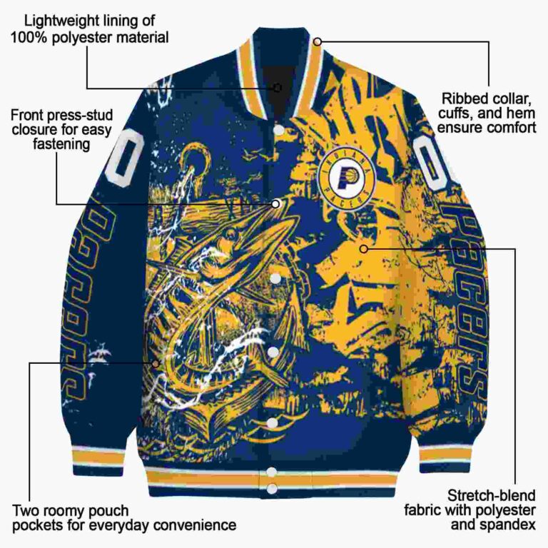 personalized indiana pacers fishing art blue jacket new arrival