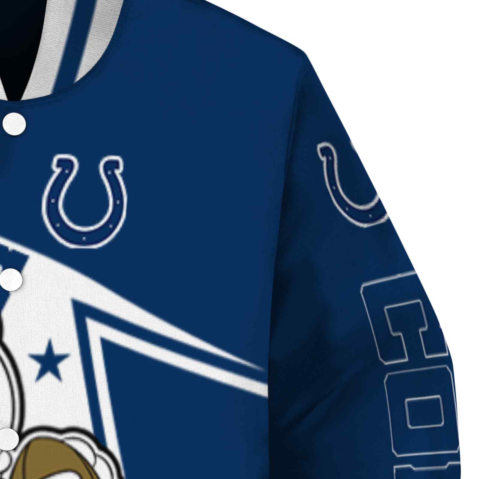 personalized indianapolis colts mickey football blue white jacket premium grade personalized indianapolis colts mickey football blue white jacket premium grade