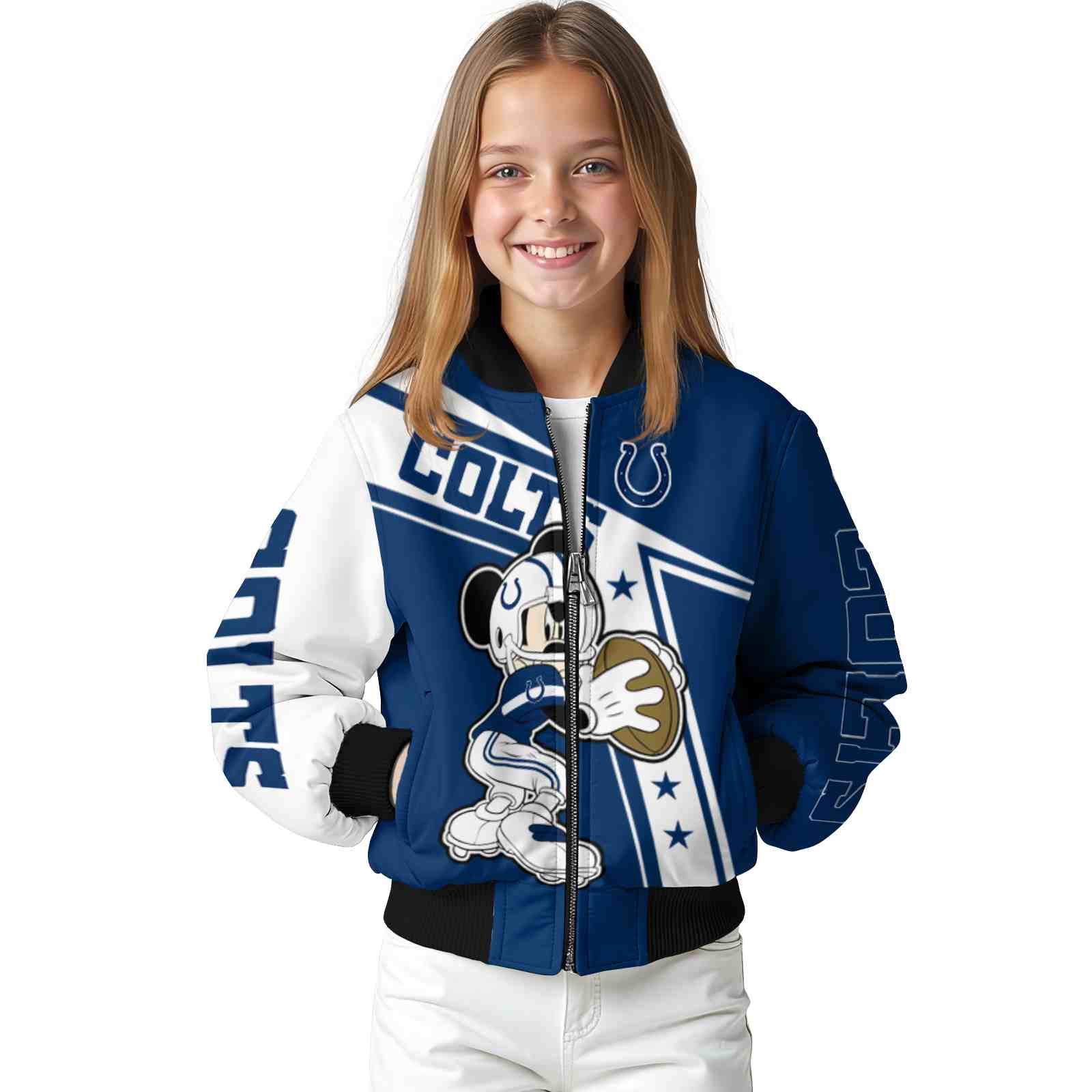 personalized indianapolis colts mickey football blue white jacket top rated personalized indianapolis colts mickey football blue white jacket top rated
