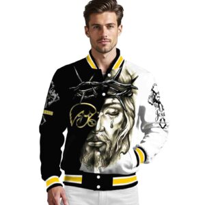 personalized iowa hawkeyes jesus tears black white jacket high quality