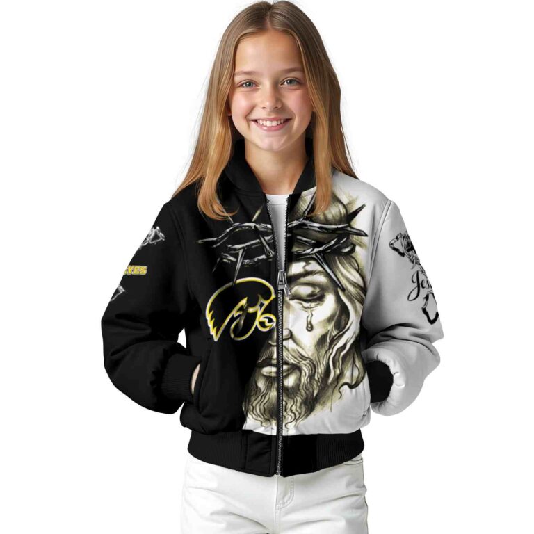 personalized iowa hawkeyes jesus tears black white jacket top rated