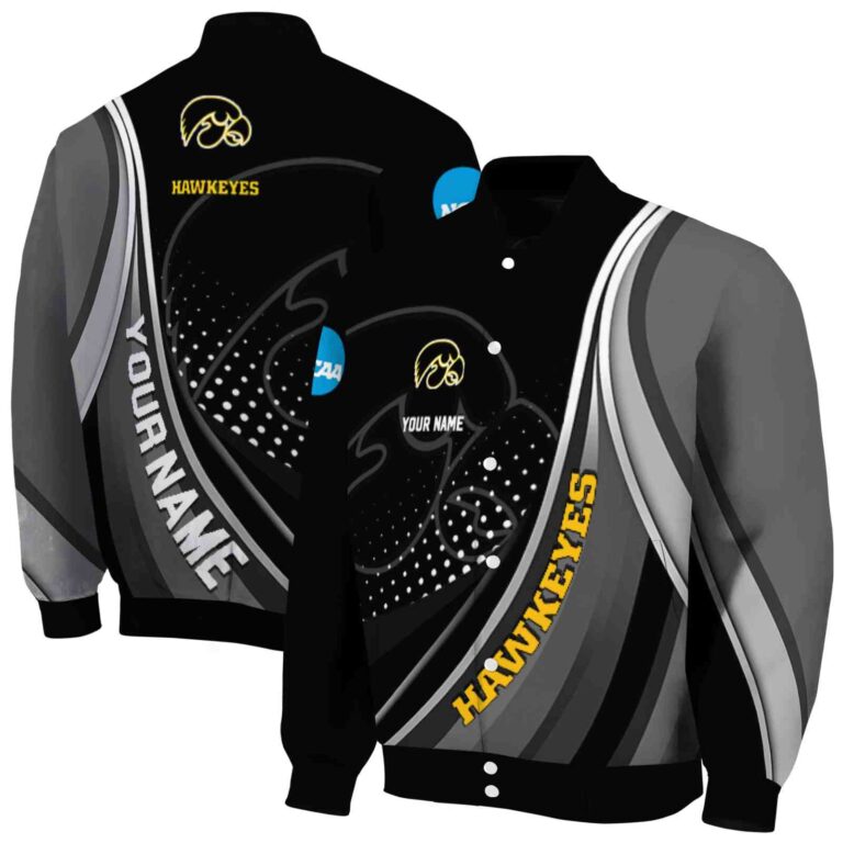 personalized iowa hawkeyes wave patterns black jacket fashion forward