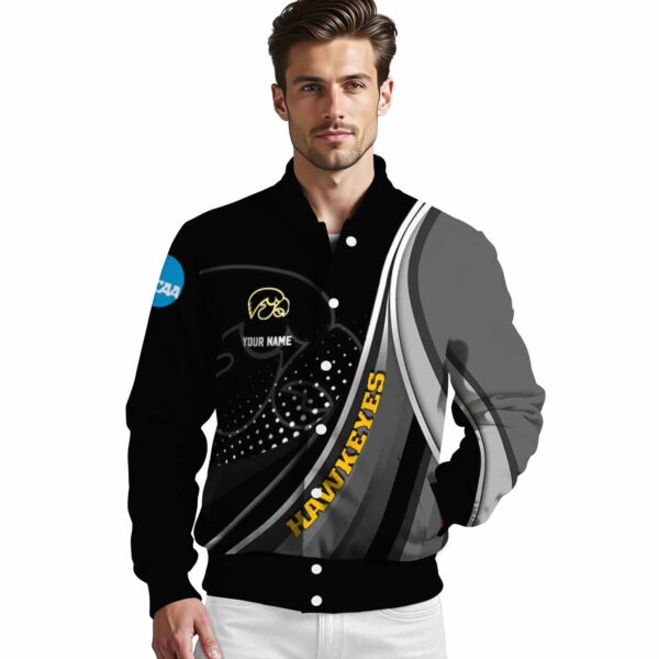 personalized iowa hawkeyes wave patterns black jacket high quality