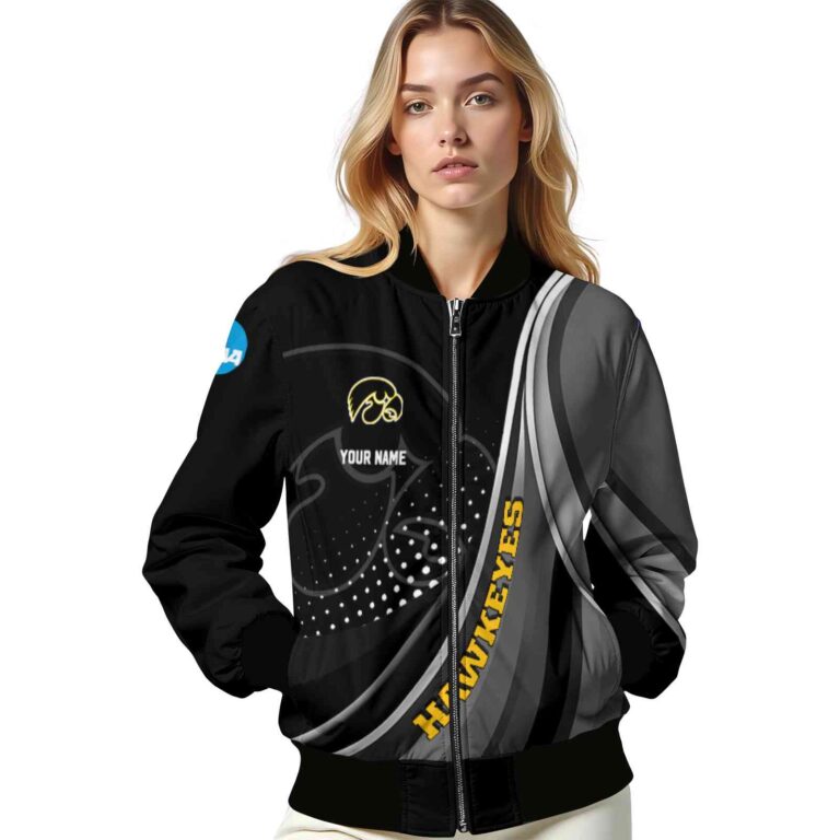 personalized iowa hawkeyes wave patterns black jacket latest model