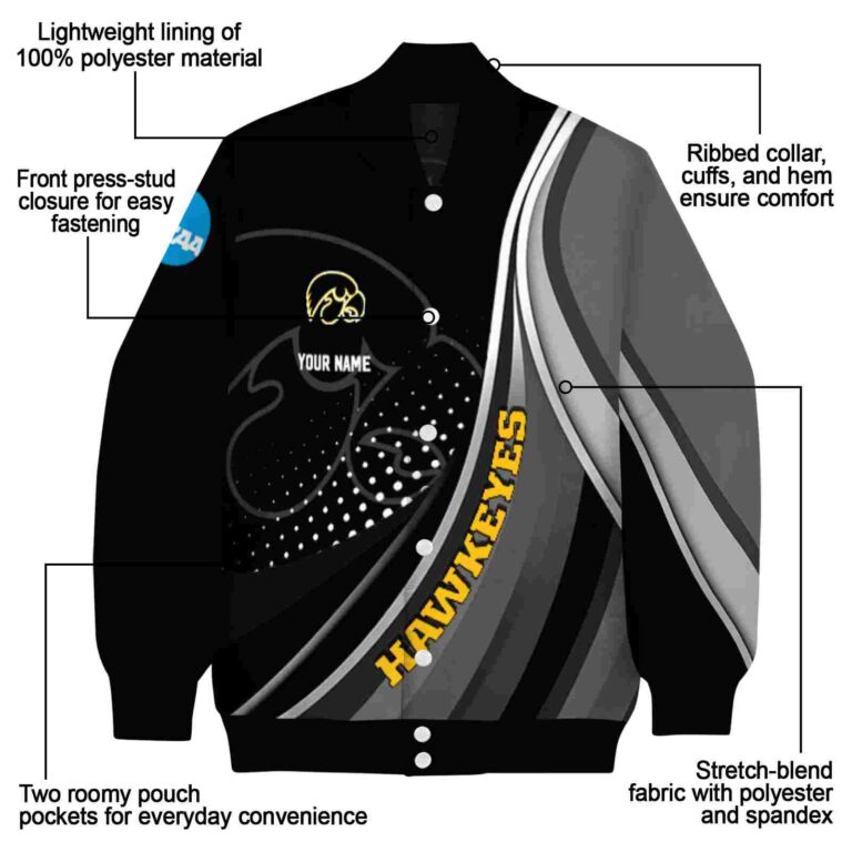 personalized iowa hawkeyes wave patterns black jacket new arrival