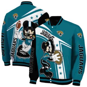 personalized jacksonville jaguars mickey football teal white jacket fashion forward
