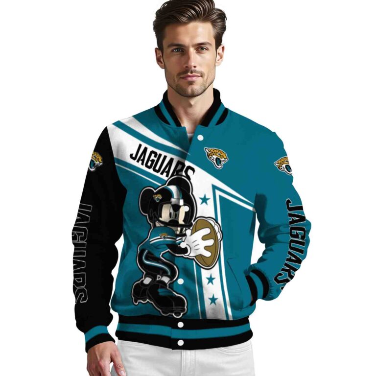 personalized jacksonville jaguars mickey football teal white jacket high quality