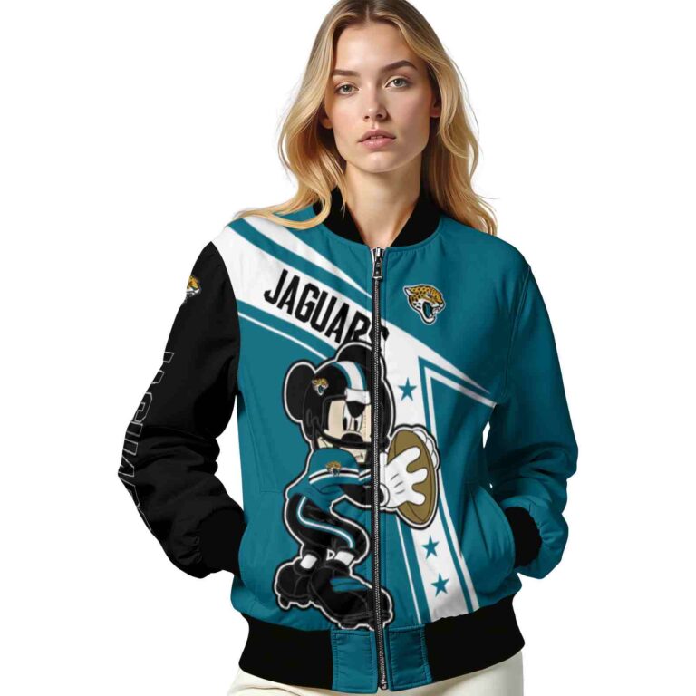 personalized jacksonville jaguars mickey football teal white jacket latest model