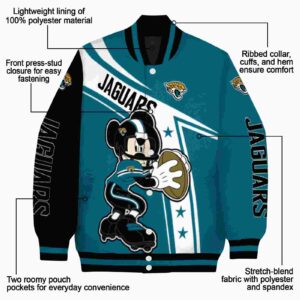 personalized jacksonville jaguars mickey football teal white jacket new arrival