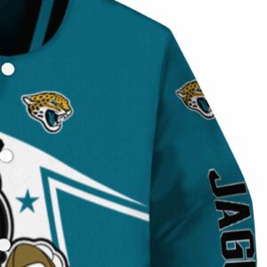 personalized jacksonville jaguars mickey football teal white jacket premium grade