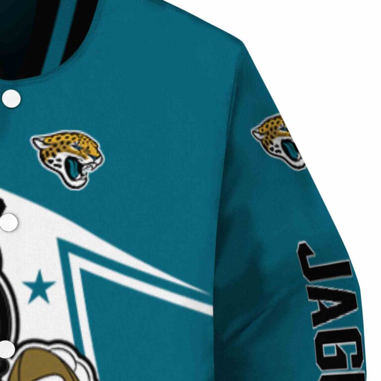 personalized jacksonville jaguars mickey football teal white jacket premium grade