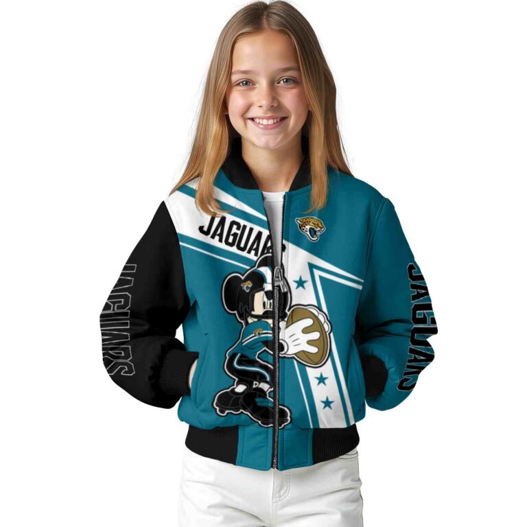 personalized jacksonville jaguars mickey football teal white jacket top rated