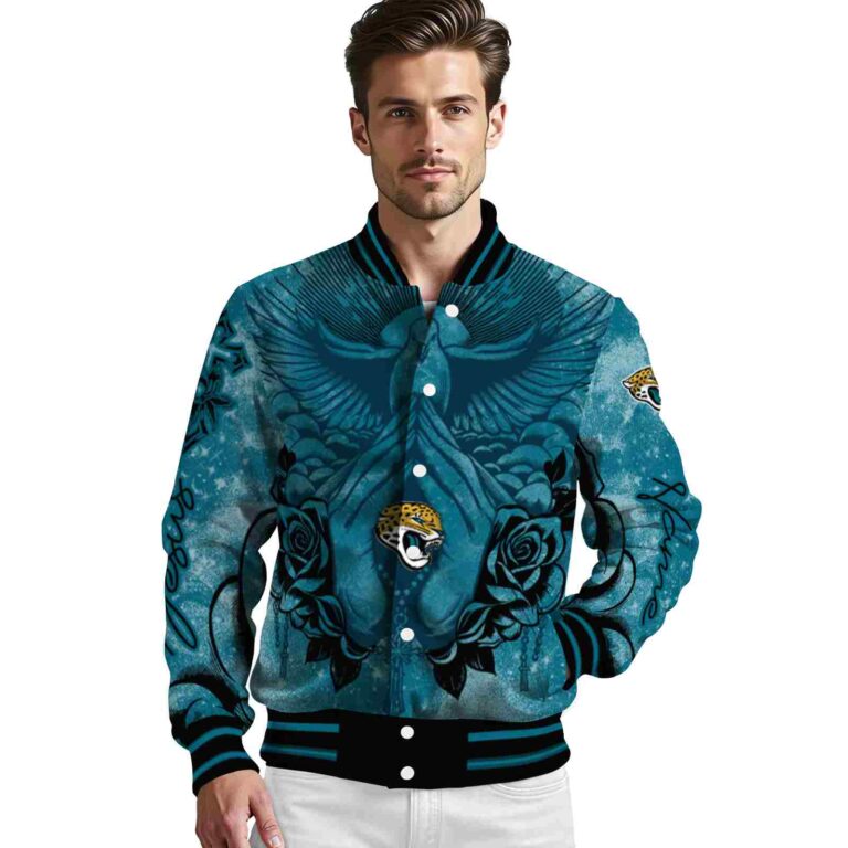 personalized jacksonville jaguars praying hands teal jacket high quality