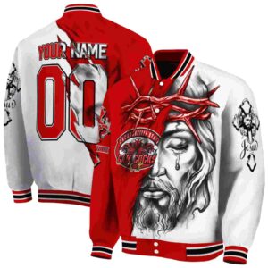 personalized jacksonville state gamecocks jesus tears red white jacket fashion forward
