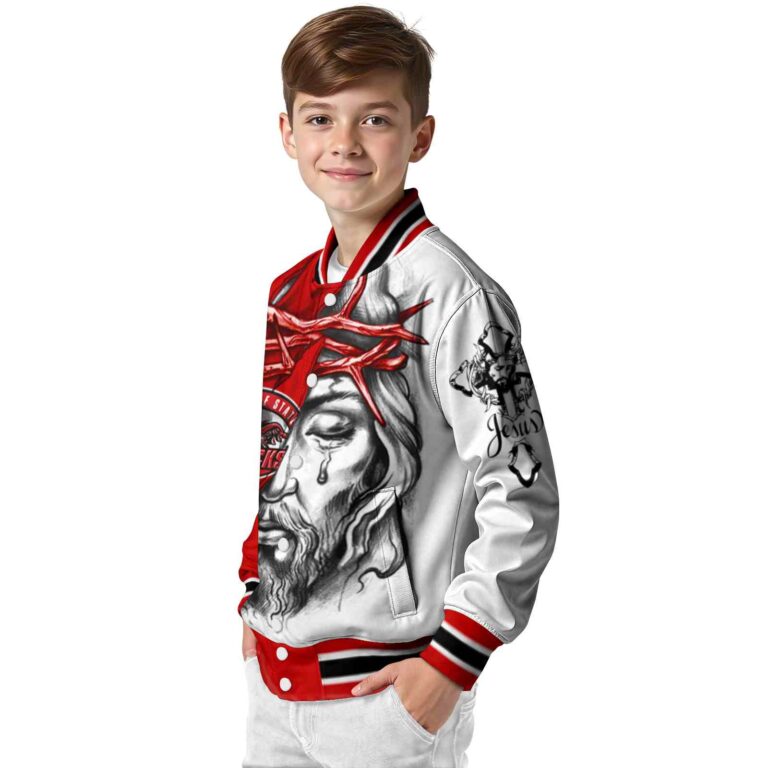 personalized jacksonville state gamecocks jesus tears red white jacket trendy