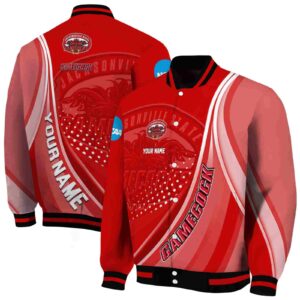 personalized jacksonville state gamecocks wave patterns red jacket fashion forward