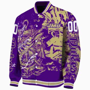 personalized james madison dukes fishing art purple jacket best selling