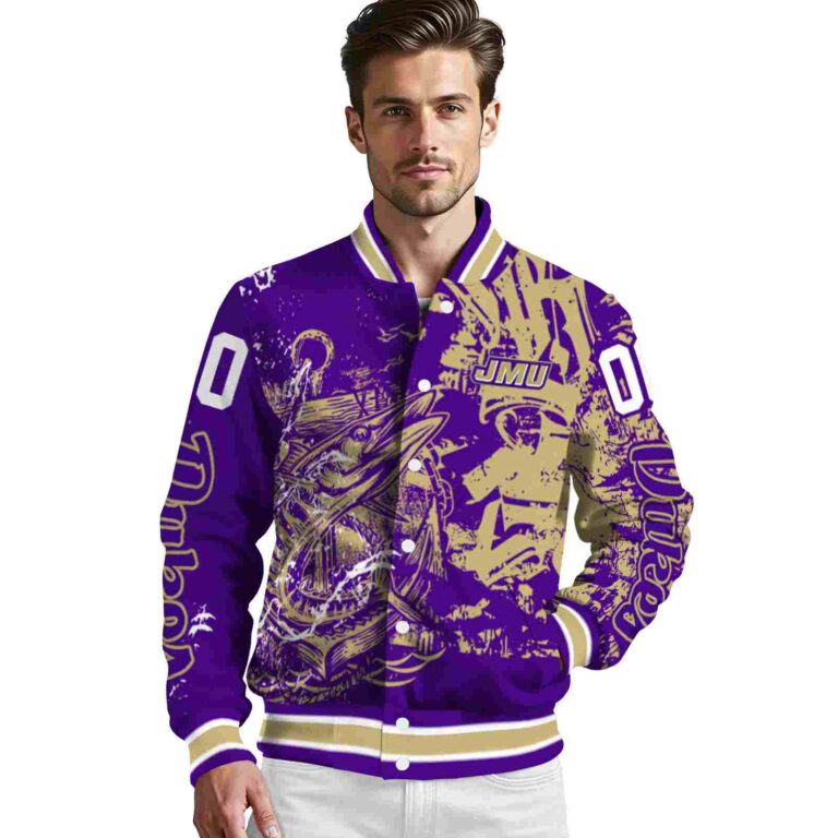 personalized james madison dukes fishing art purple jacket high quality