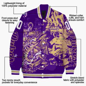 personalized james madison dukes fishing art purple jacket new arrival