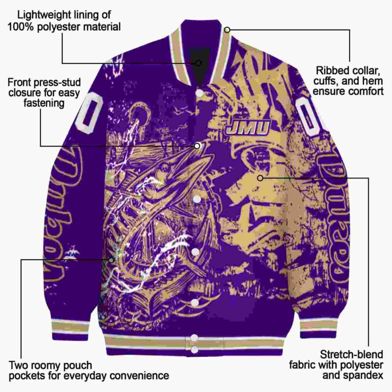 personalized james madison dukes fishing art purple jacket new arrival