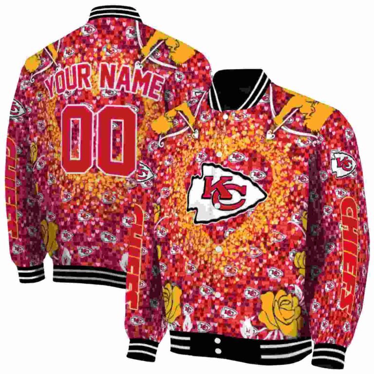 personalized kansas city chiefs heart explosion red jacket fashion forward