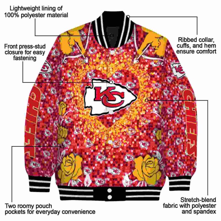 personalized kansas city chiefs heart explosion red jacket new arrival