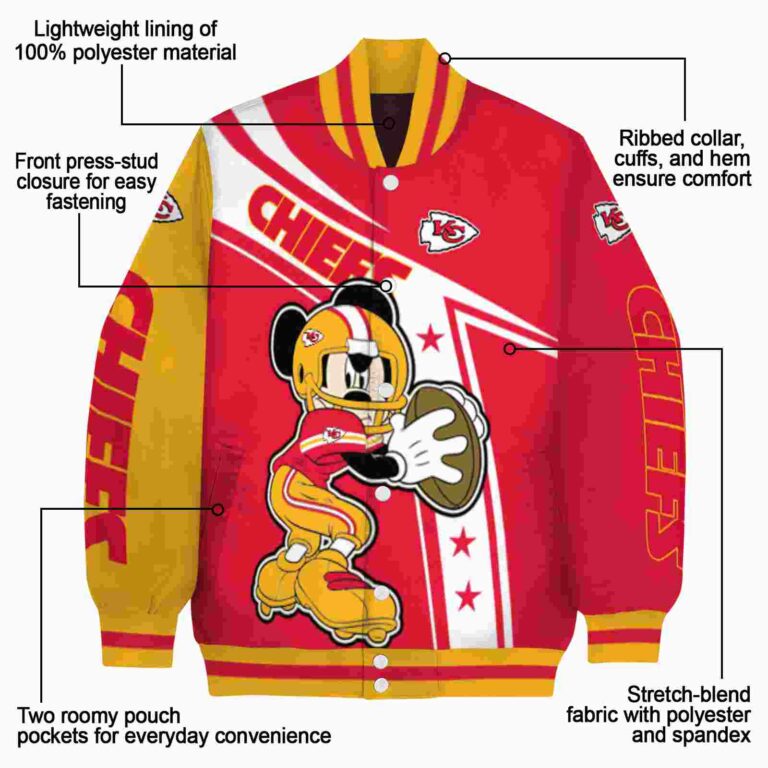 personalized kansas city chiefs mickey football red white jacket new arrival