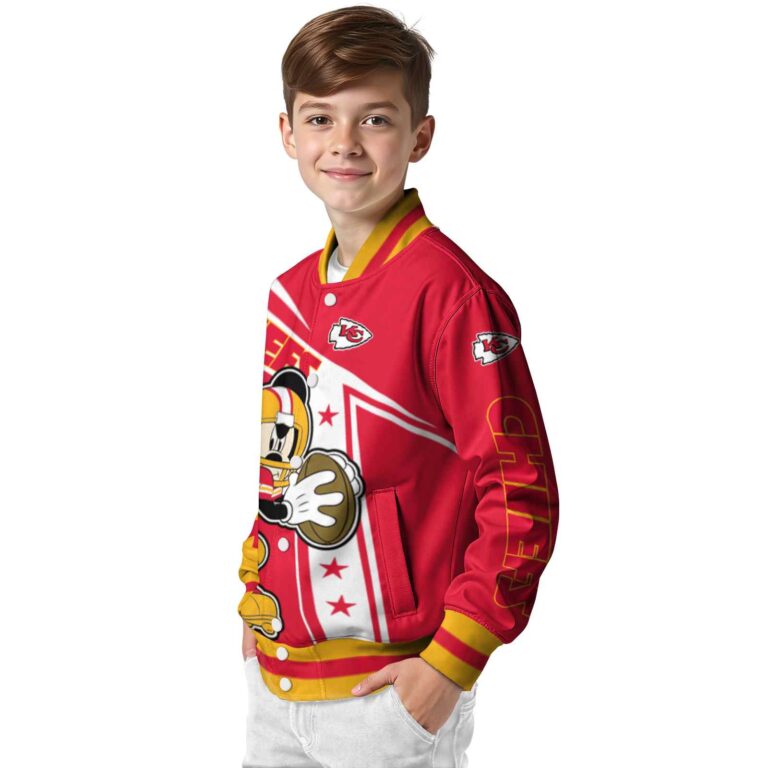 personalized kansas city chiefs mickey football red white jacket trendy