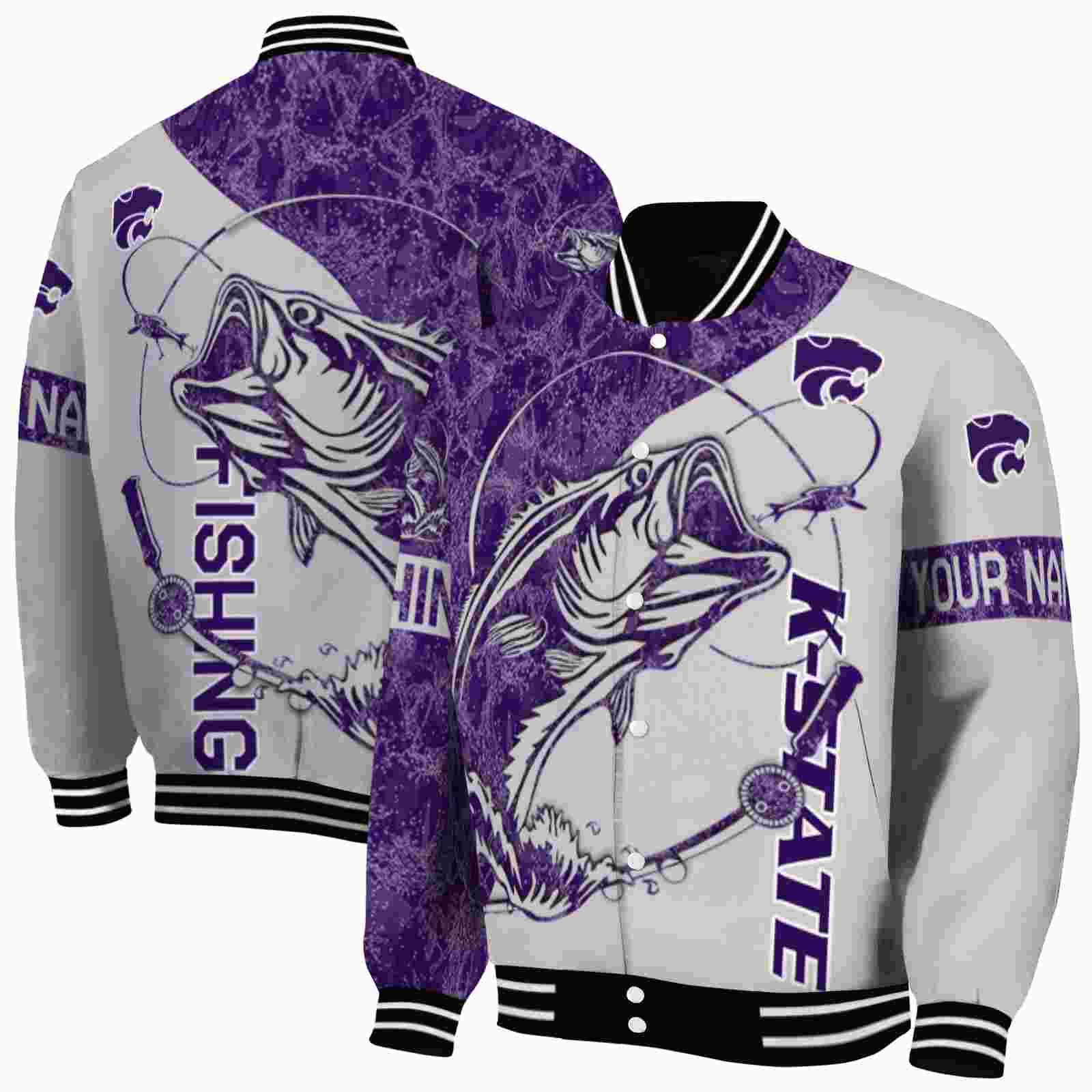 personalized kansas state wildcats fishing rod grey jacket fashion forward personalized kansas state wildcats fishing rod grey jacket fashion forward