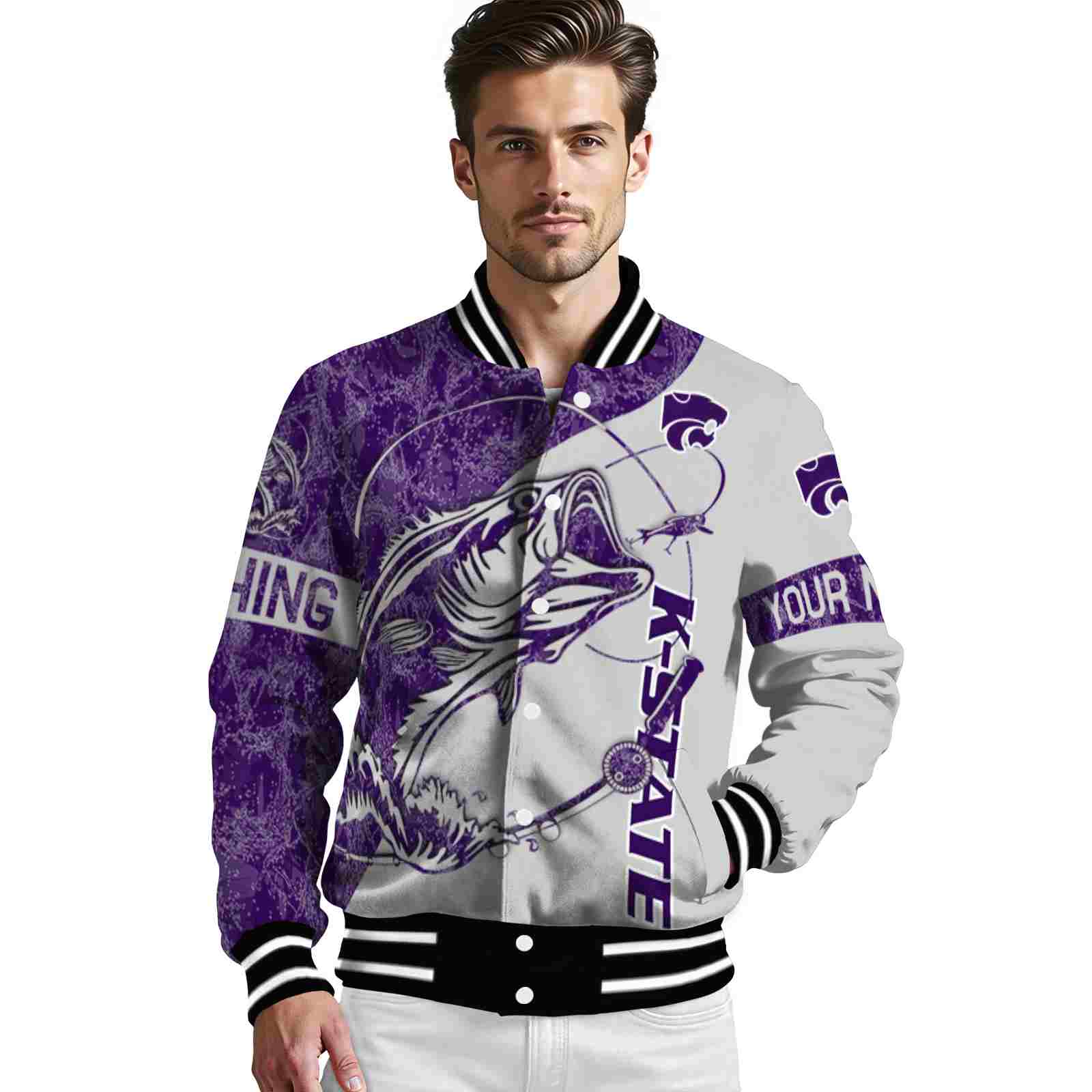 personalized kansas state wildcats fishing rod grey jacket high quality personalized kansas state wildcats fishing rod grey jacket high quality