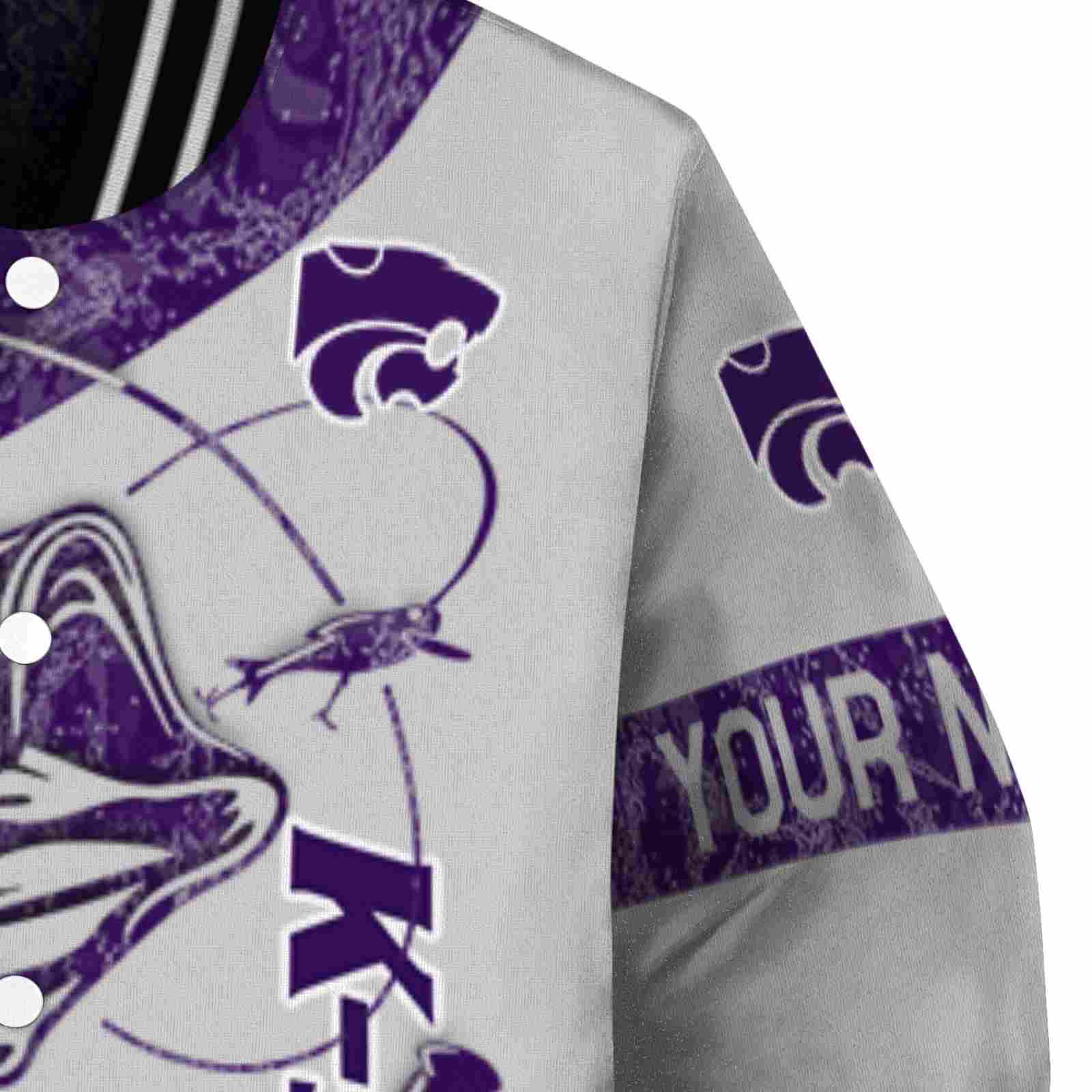 personalized kansas state wildcats fishing rod grey jacket premium grade personalized kansas state wildcats fishing rod grey jacket premium grade