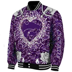personalized kansas state wildcats heart explosion purple jacket best selling