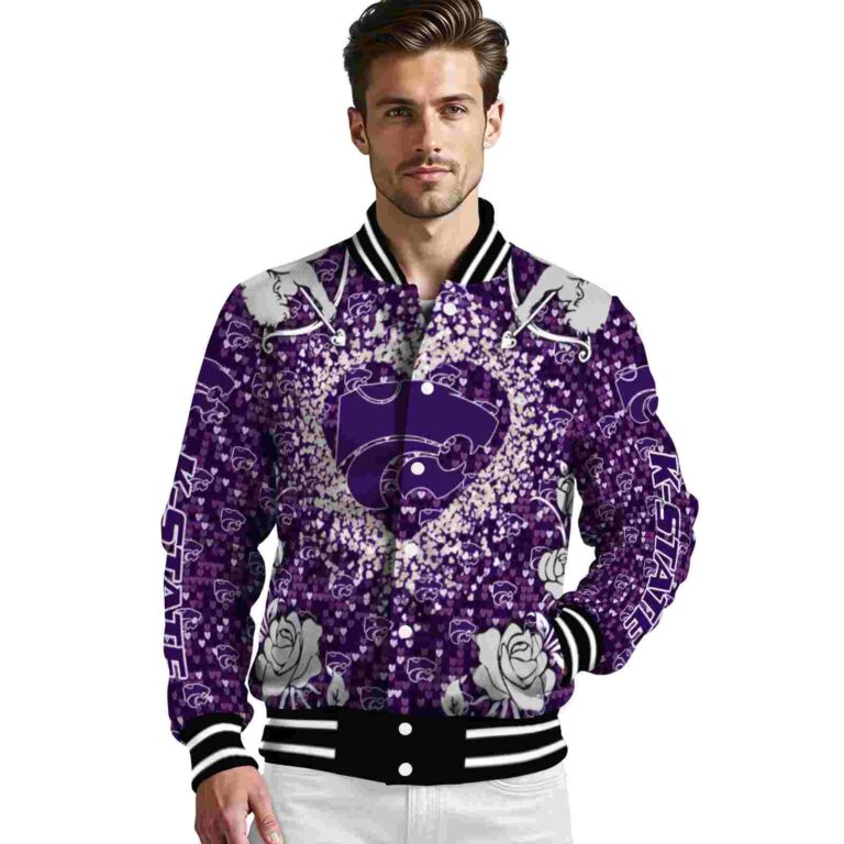 personalized kansas state wildcats heart explosion purple jacket high quality
