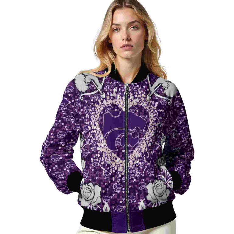 personalized kansas state wildcats heart explosion purple jacket latest model
